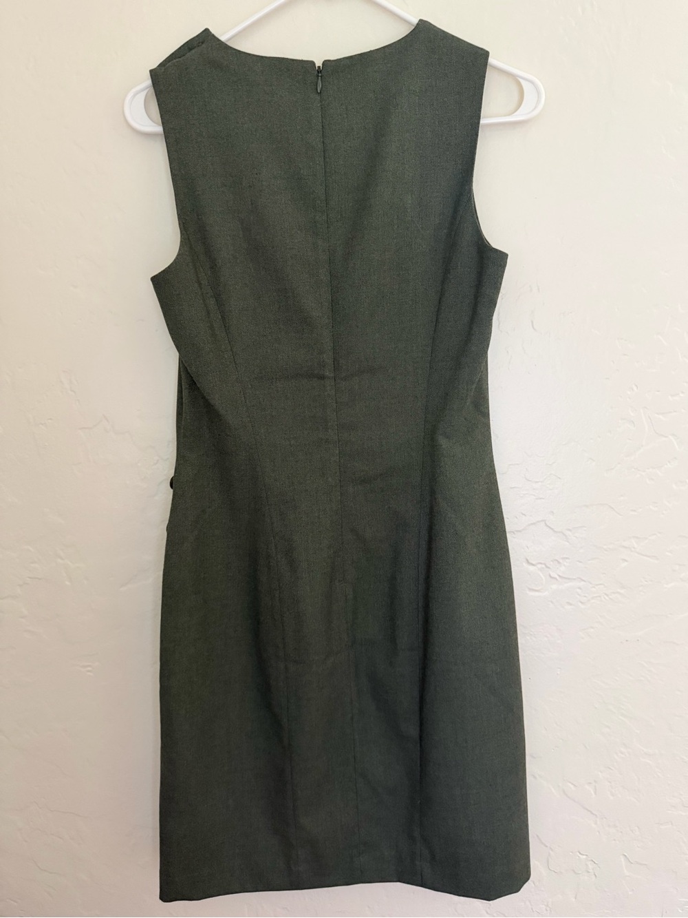 Banana Republic Olive Green Sleeveless Sheath Dress with Side Button Detail - Picture 3 of 4